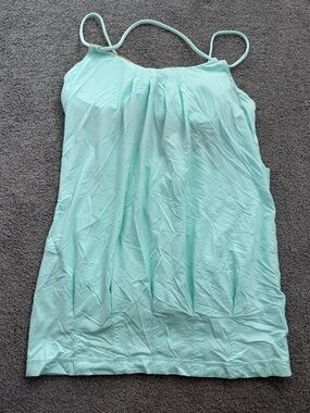 New Lululemon Mint aqua Green Spaghetti Strap Tank Top 8 shelf bra cross back